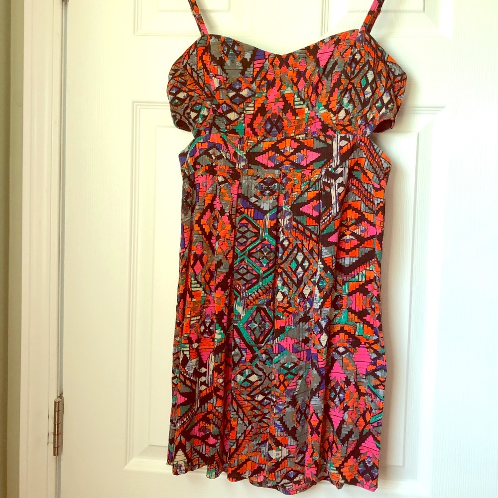 Patterned Dress with Side Cutouts